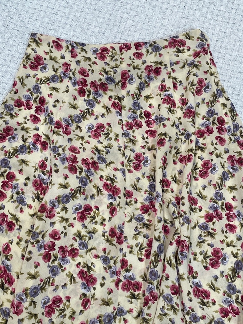 Women’s Vintage G•S•L Cream/Off White Purple Pink Floral Full Maxi Skirt Size 7 - Picture 4 of 11